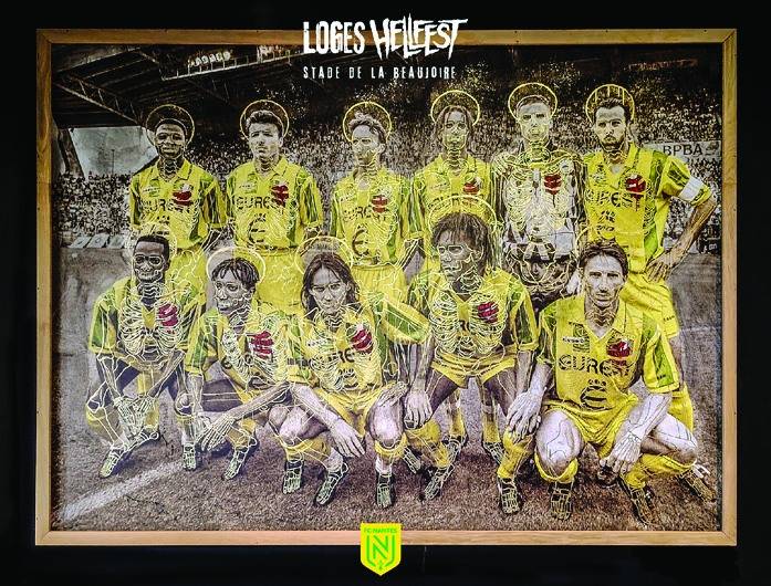 Carlos Olmo 3 by 2 metre work for the Hellfest lounges at Stade de la Beaujoire, Nantes