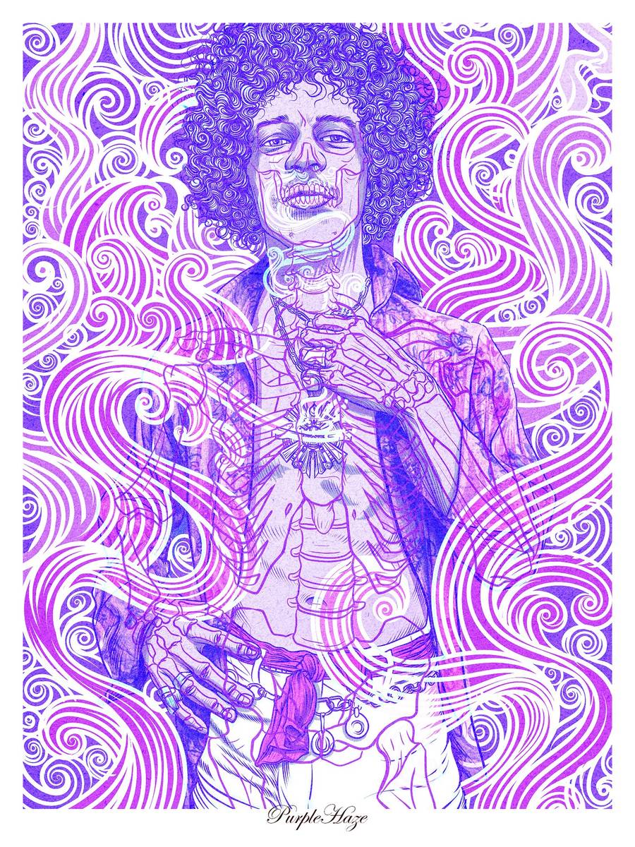 Jimi Hendrix — Purple Haze — Fine Art Print Carlos Olmo