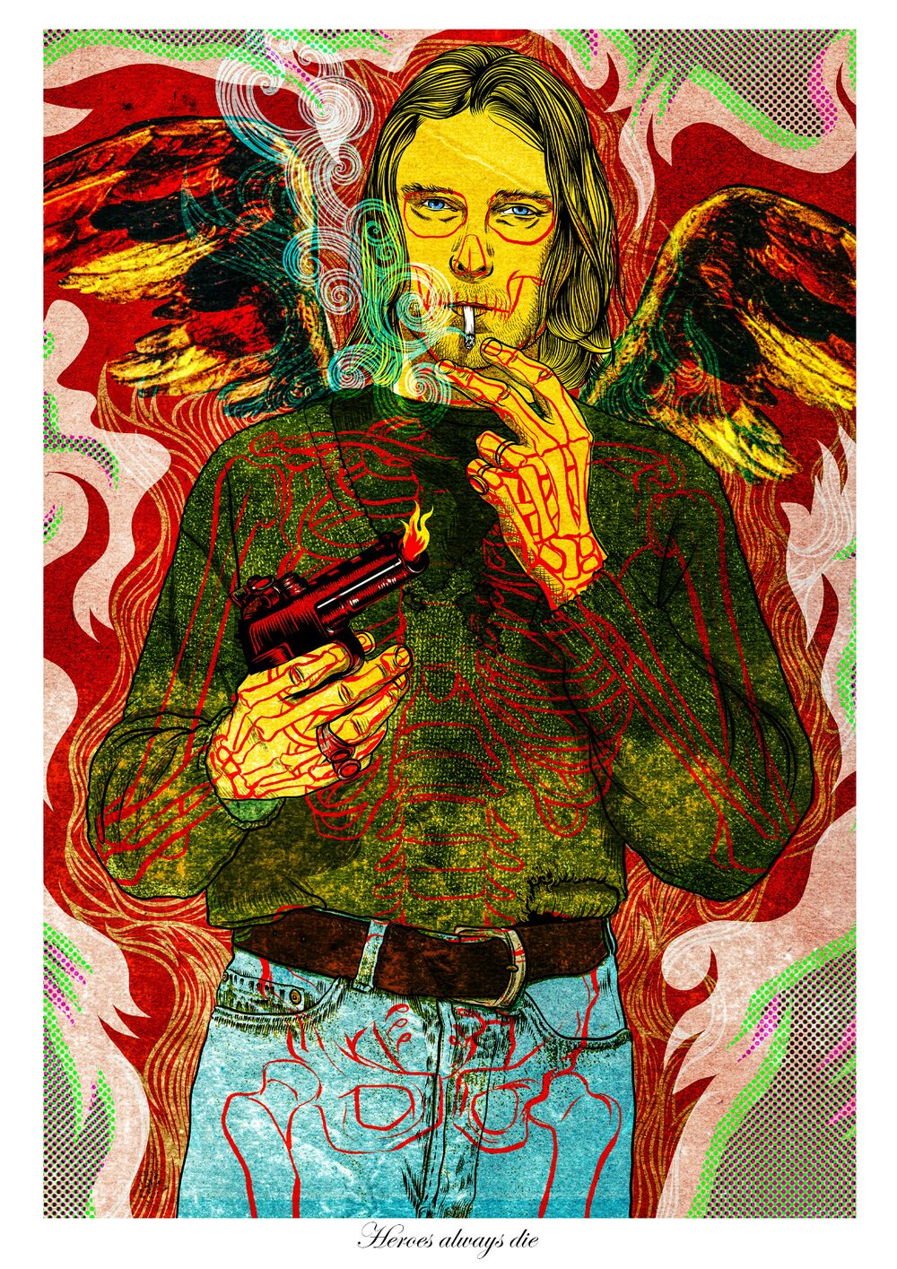 Kurt Cobain — Heroes Always Die — Fine Art Print Carlos Olmo